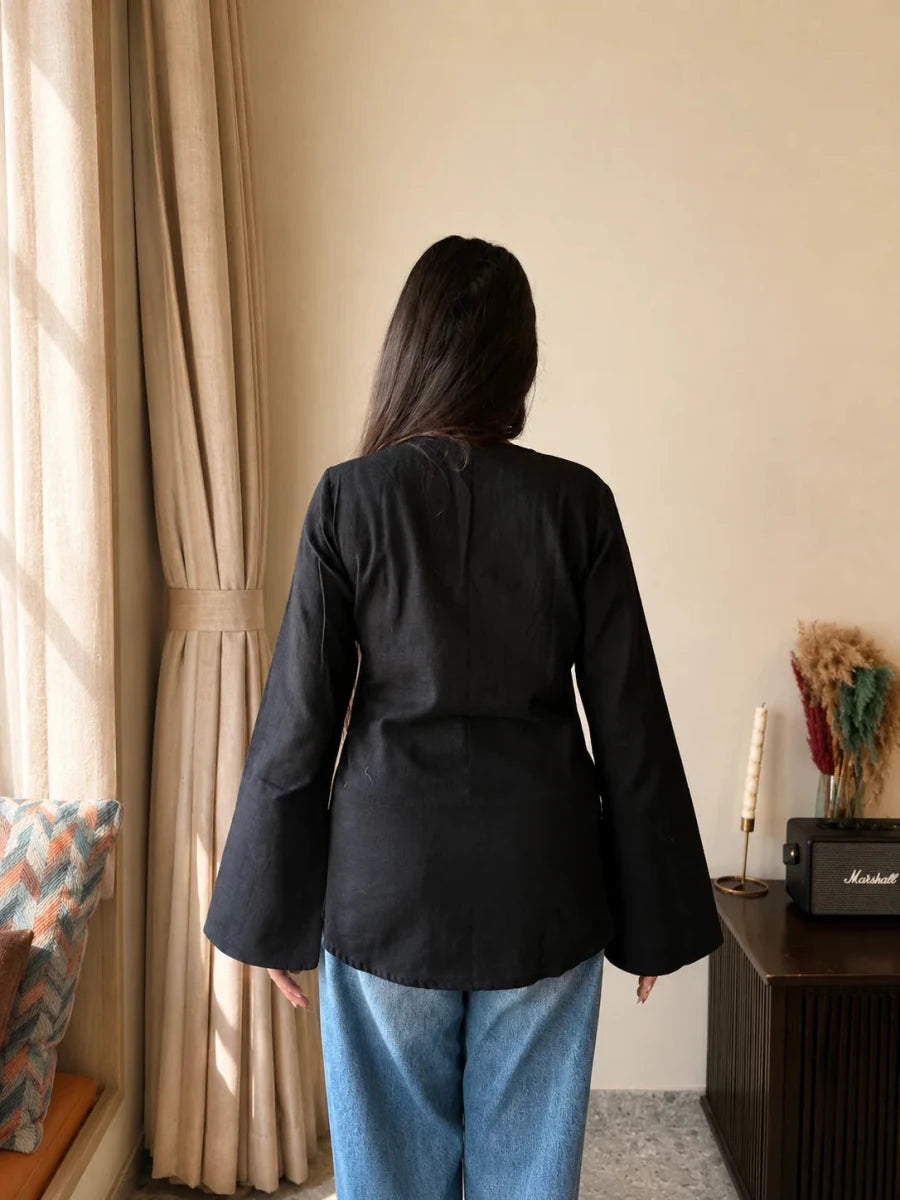 Nayra Black Bell Sleeves - Soraani