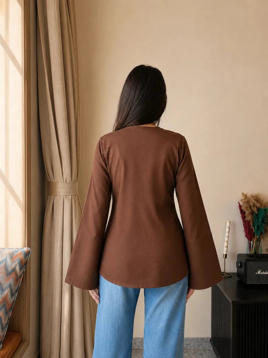 Nayra Mocha Bell Sleeves - Soraani