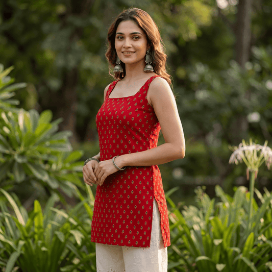 Soraani Ira Rust Muse Kurti - Soraani