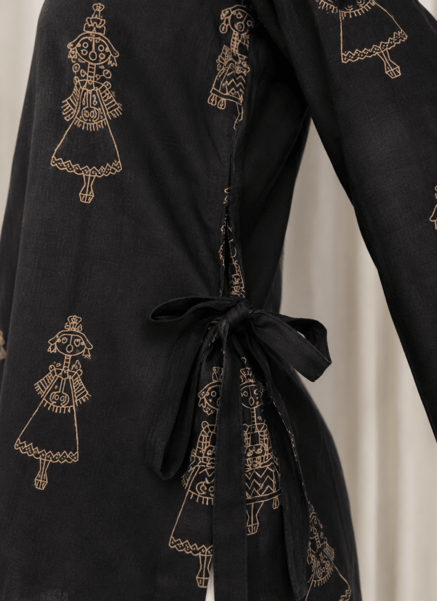 Black Dollki Cotton Kurti - Soraani