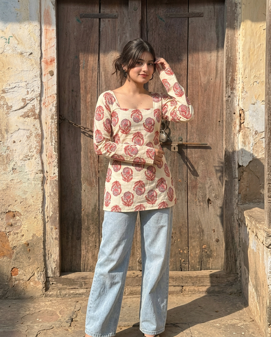 Soraani Aafreen Tie Back Cotton Kurti