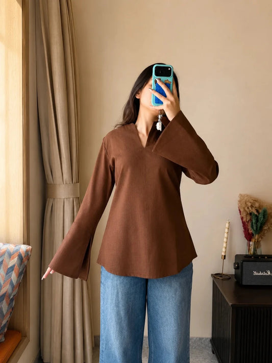 Nayra Mocha Bell Sleeves - Soraani