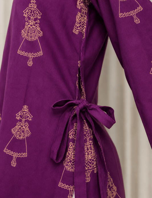 Purple Dollki Cotton Kurti - Soraani