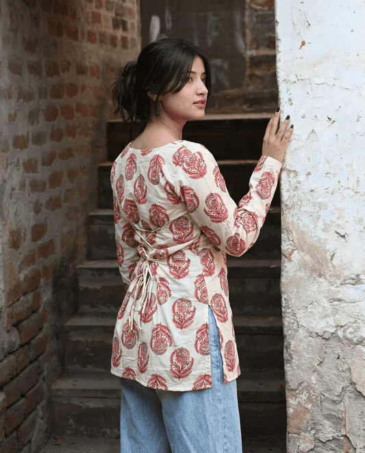 Soraani Aafreen Tie Back Cotton Kurti - Soraani