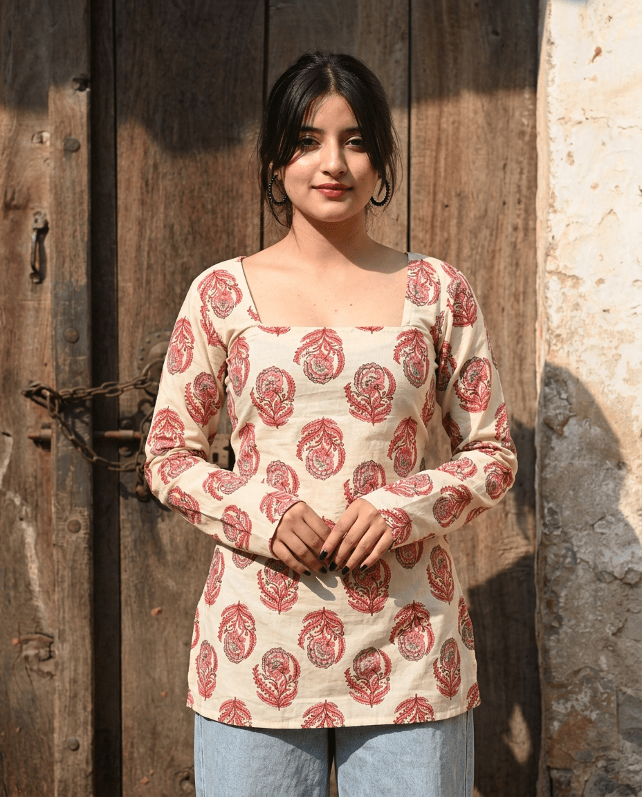 Soraani Aafreen Tie Back Cotton Kurti - Soraani