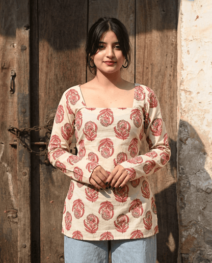 Soraani Aafreen Tie Back Cotton Kurti - Soraani