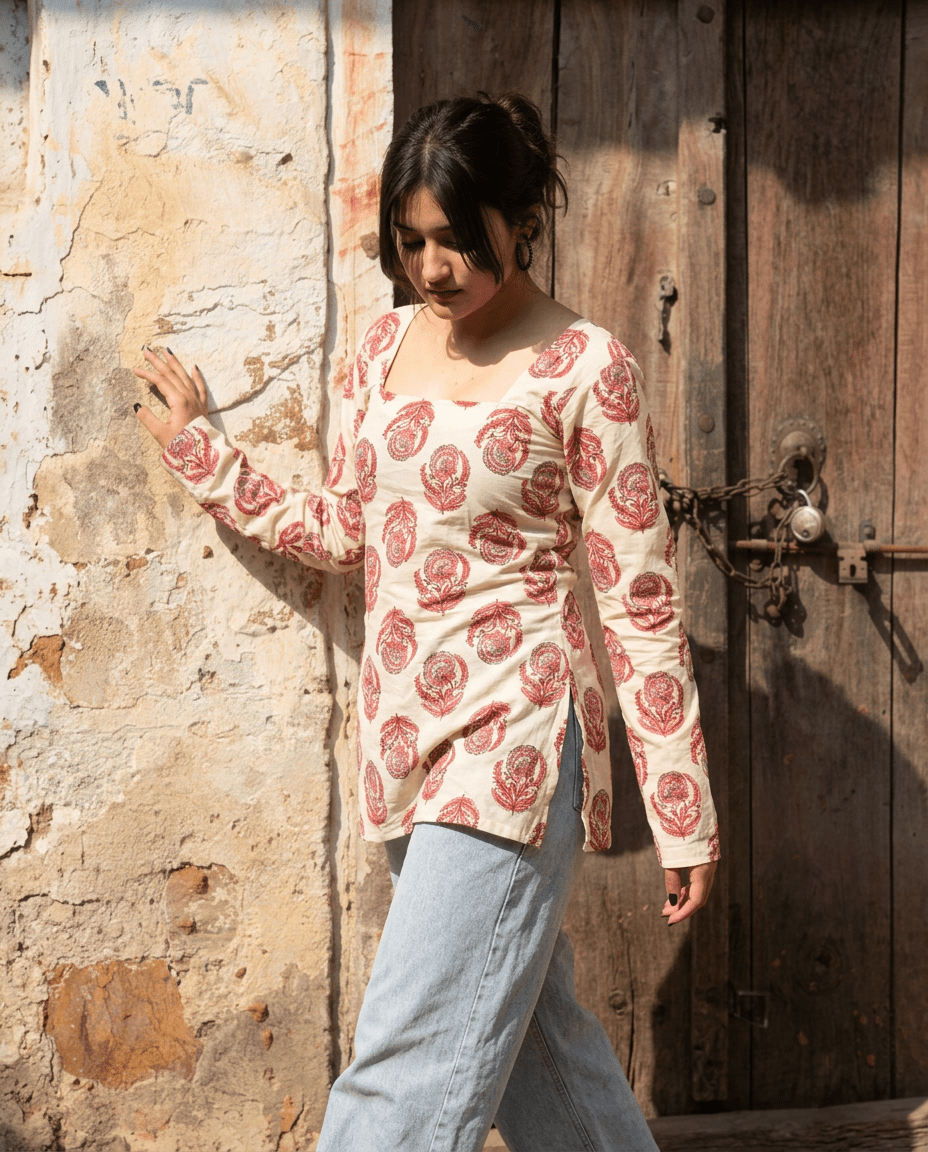Soraani Aafreen Tie Back Cotton Kurti - Soraani