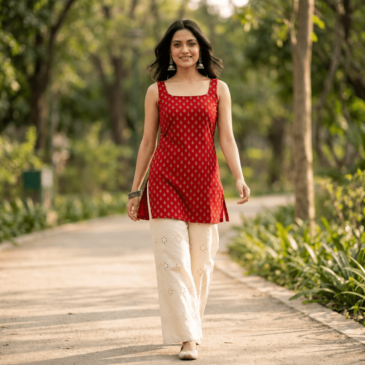 Soraani Ira Rust Muse Kurti - Soraani