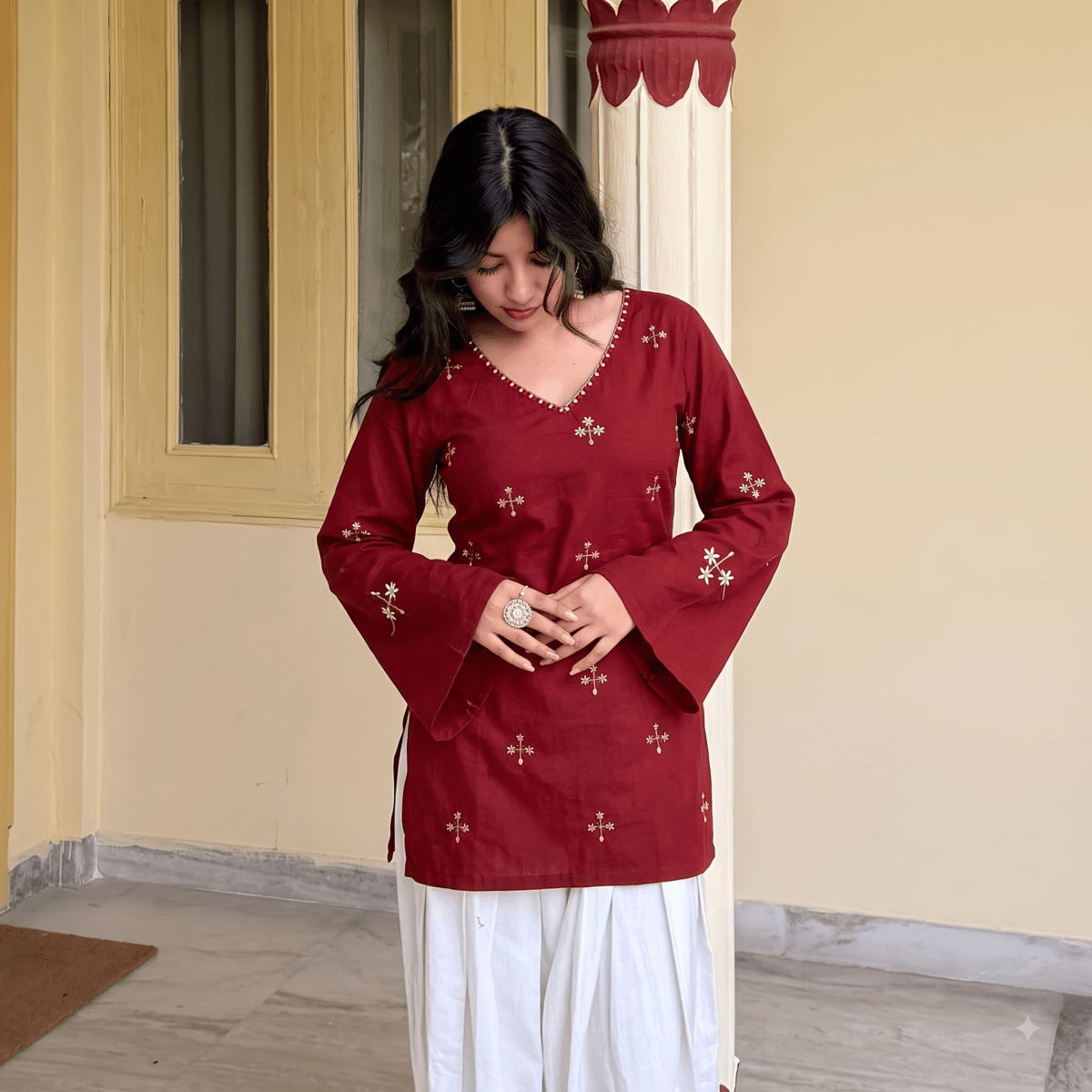 Tina Embroidered Kurti - Soraani