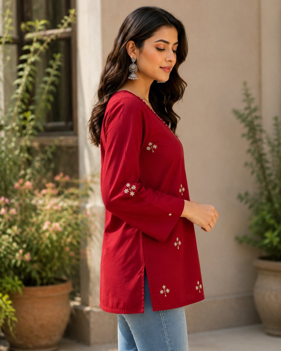Tina Embroidered Kurti - Soraani